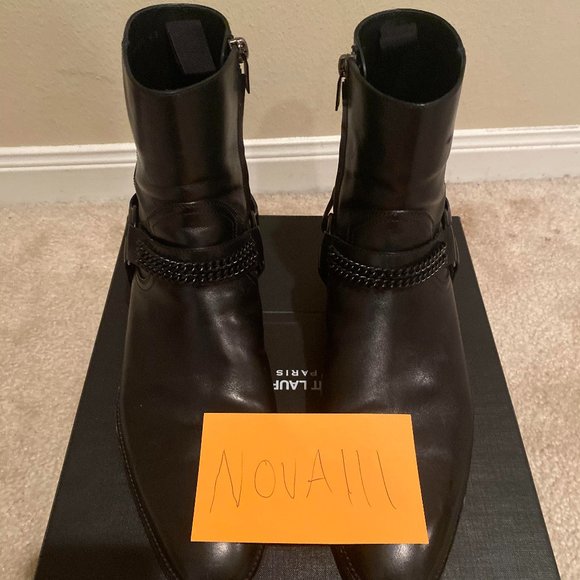 Saint Laurent Wyatt Chain Boots - Picture 1 of 3